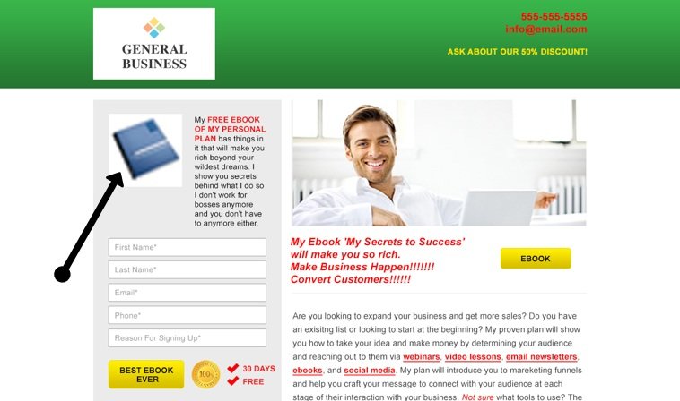 Bad landing page example